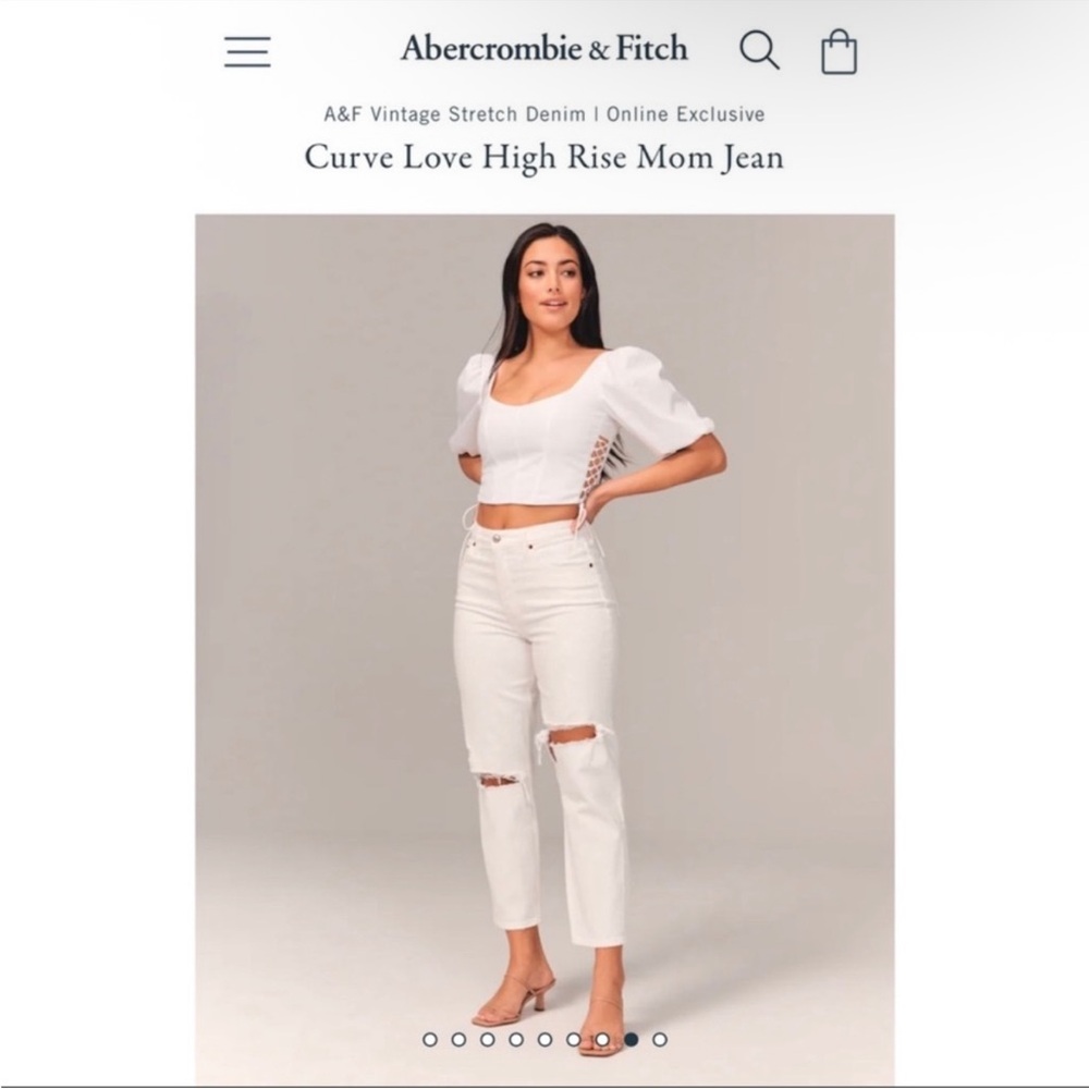 Abercrombie Curve Love High Rise Mom White Jeans 31